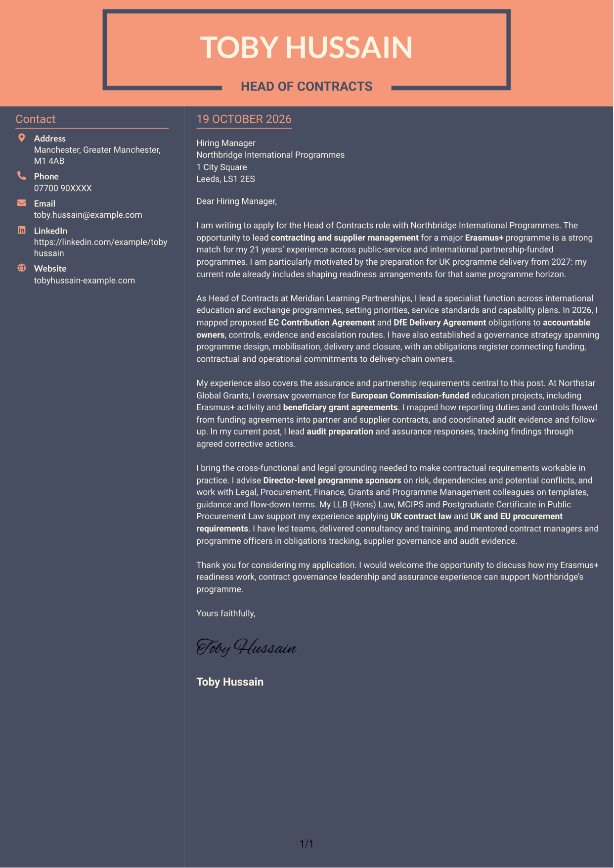 Cover letter example — page 1