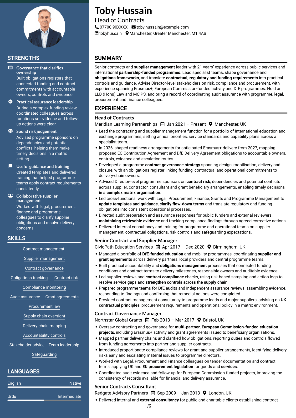 CV example — page 1