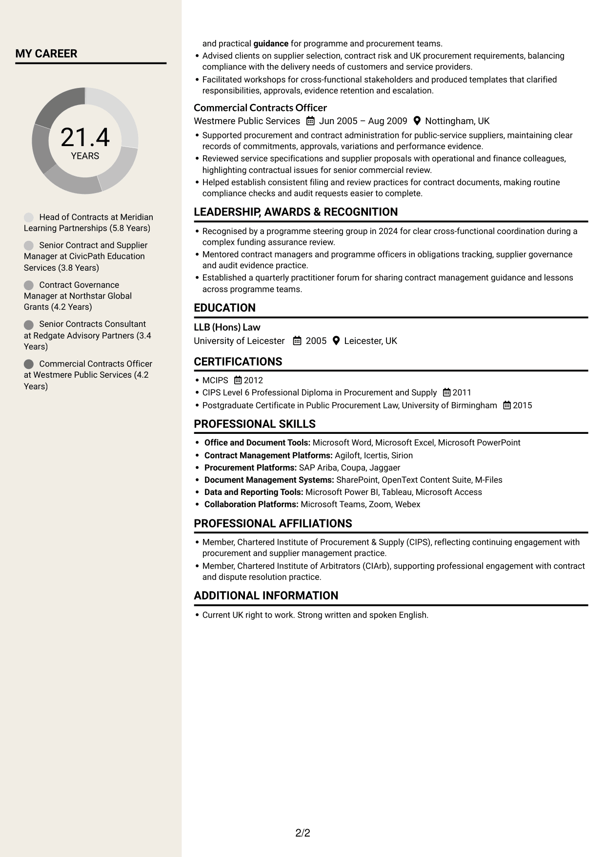 CV example — page 2