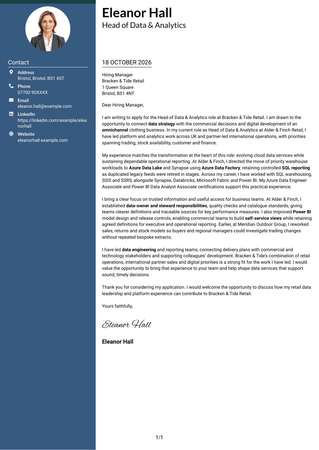 Cover letter example — page 1