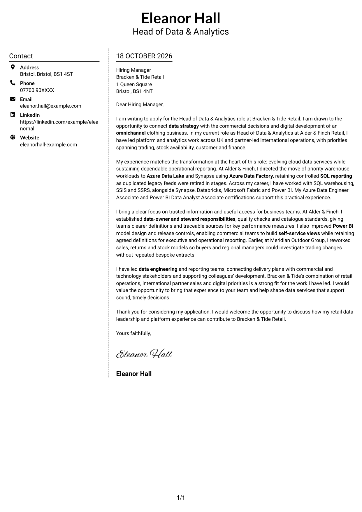 Cover letter example — page 1