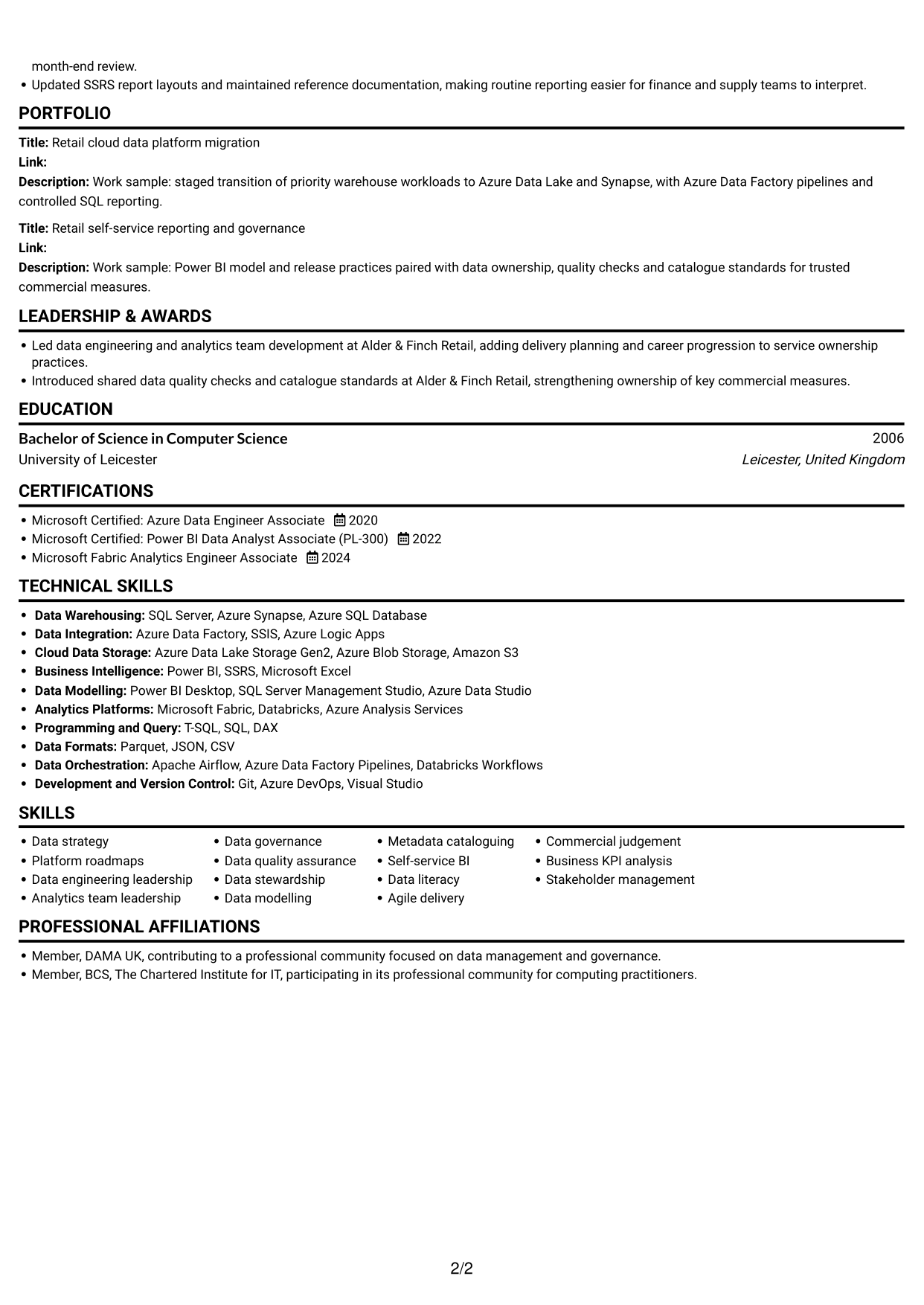 CV example — page 2