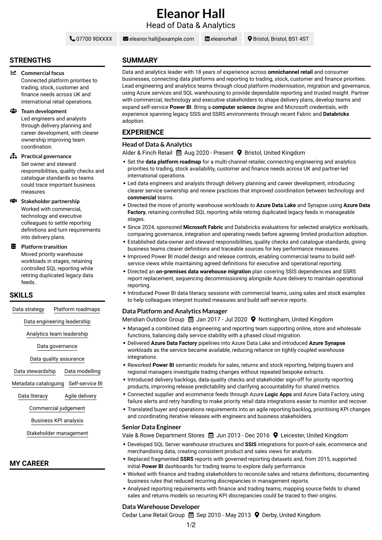 CV example — page 1