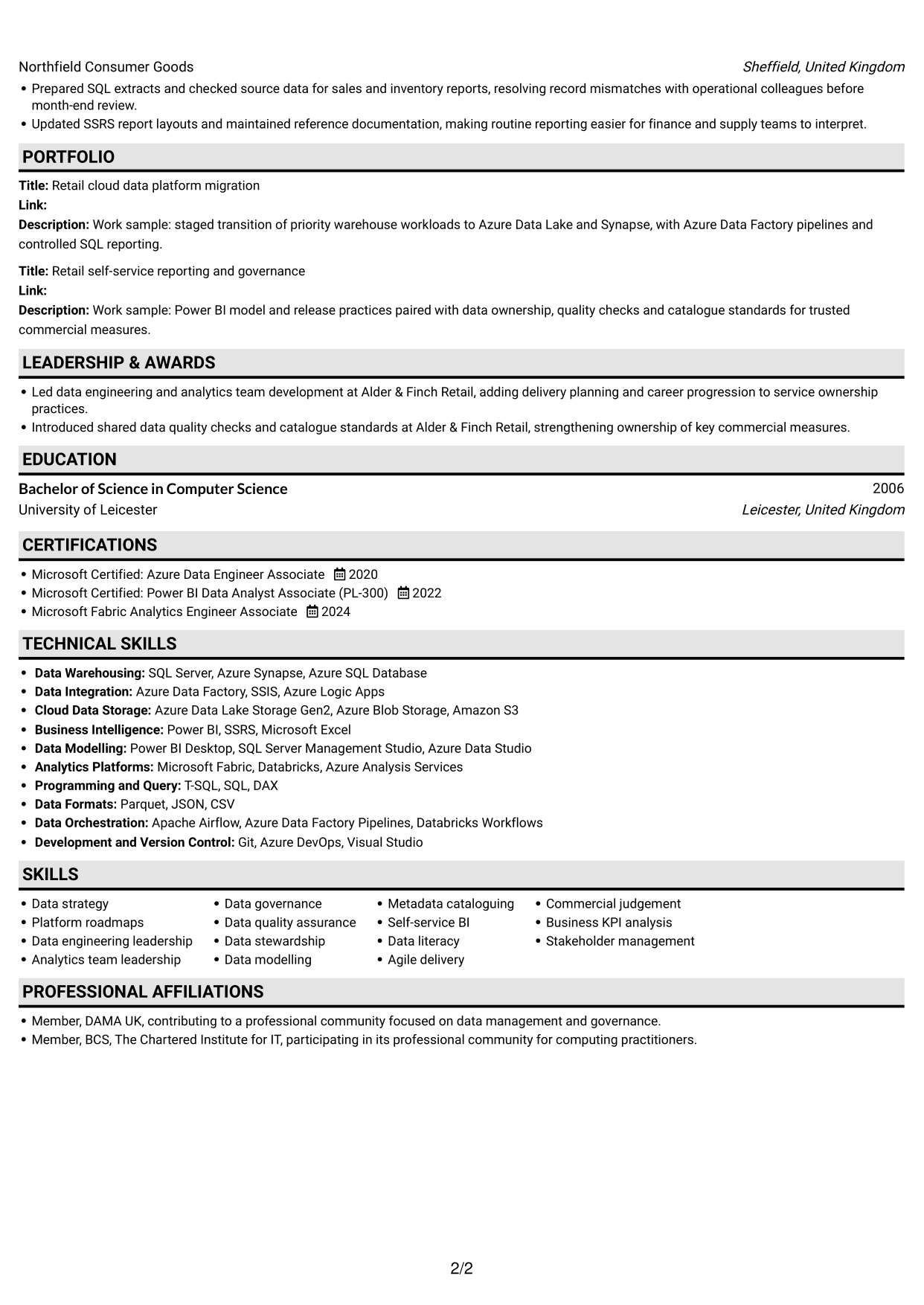 CV example — page 2