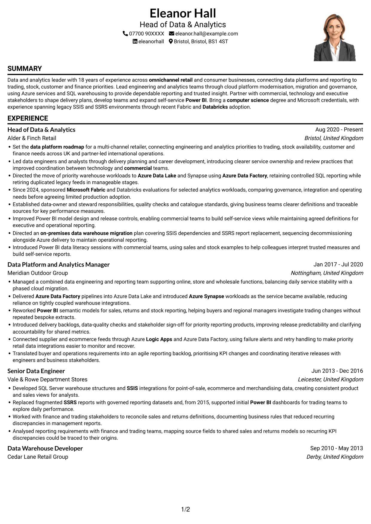 CV example — page 1