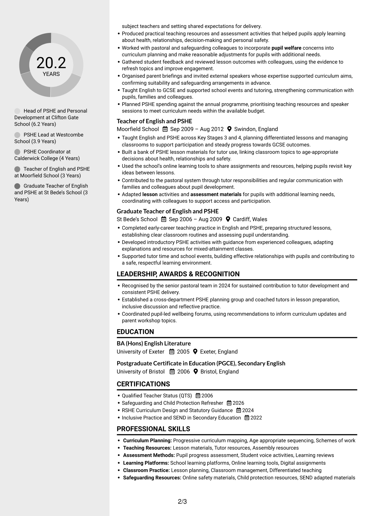 CV example — page 2
