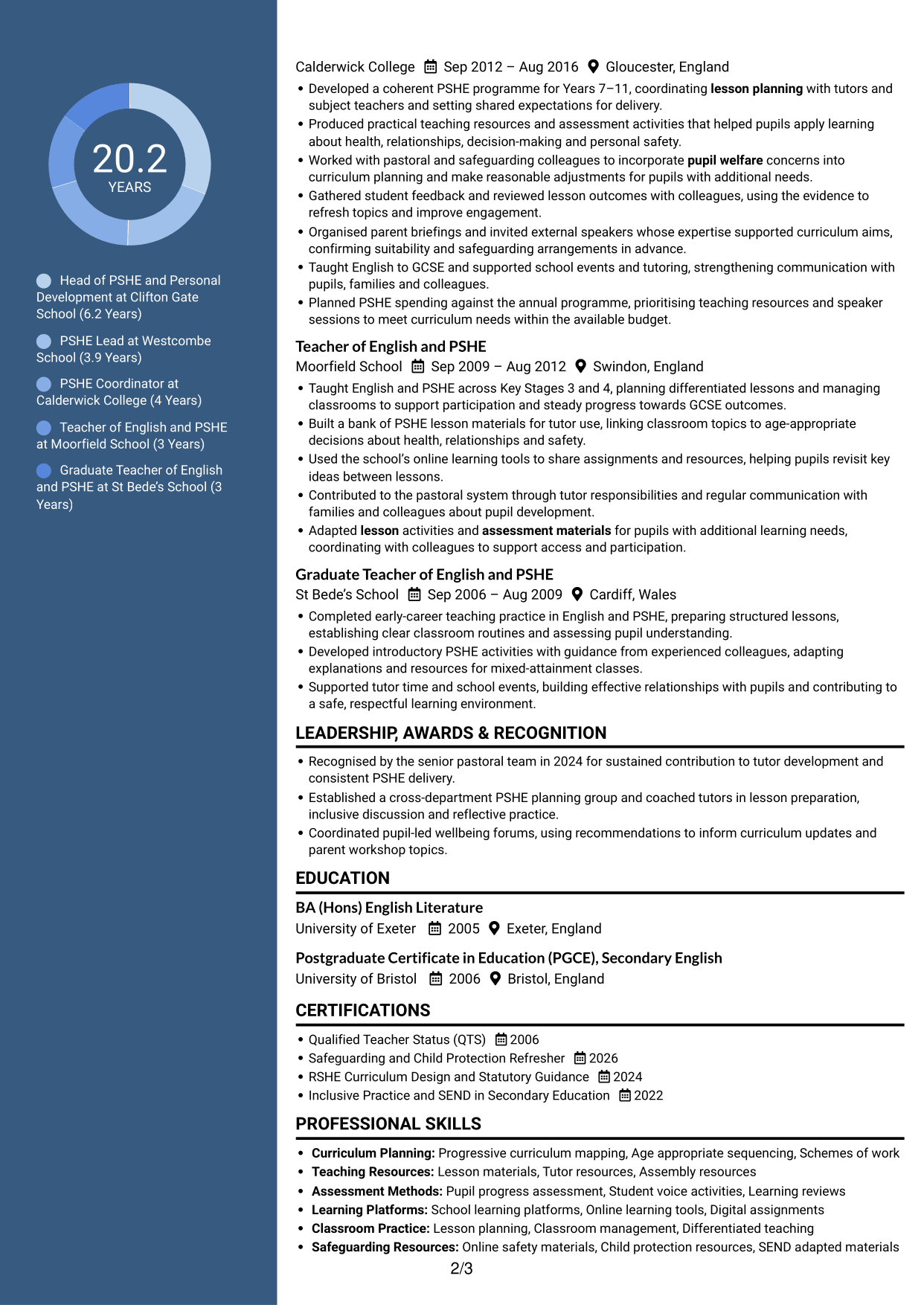CV example — page 2