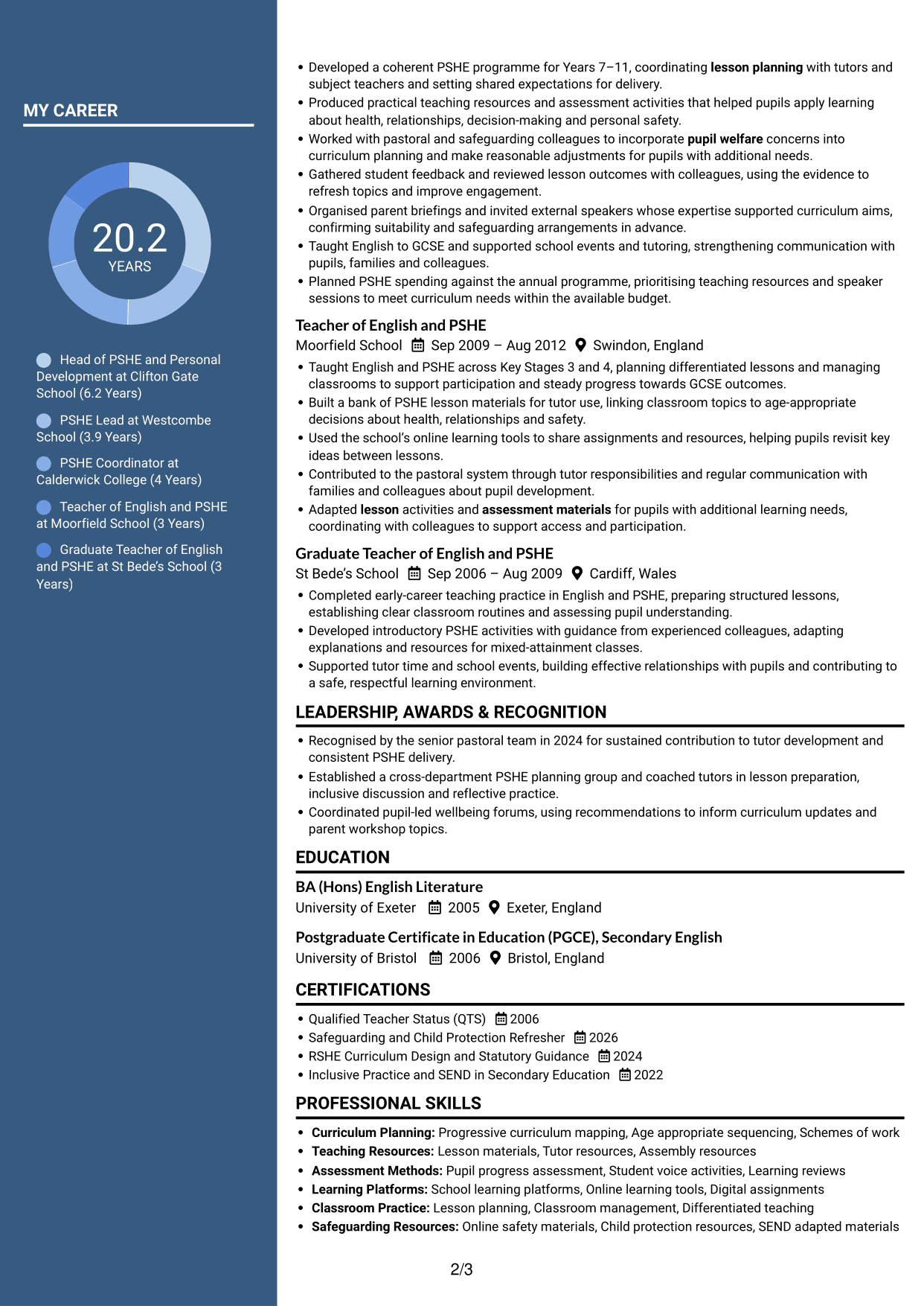 CV example — page 2