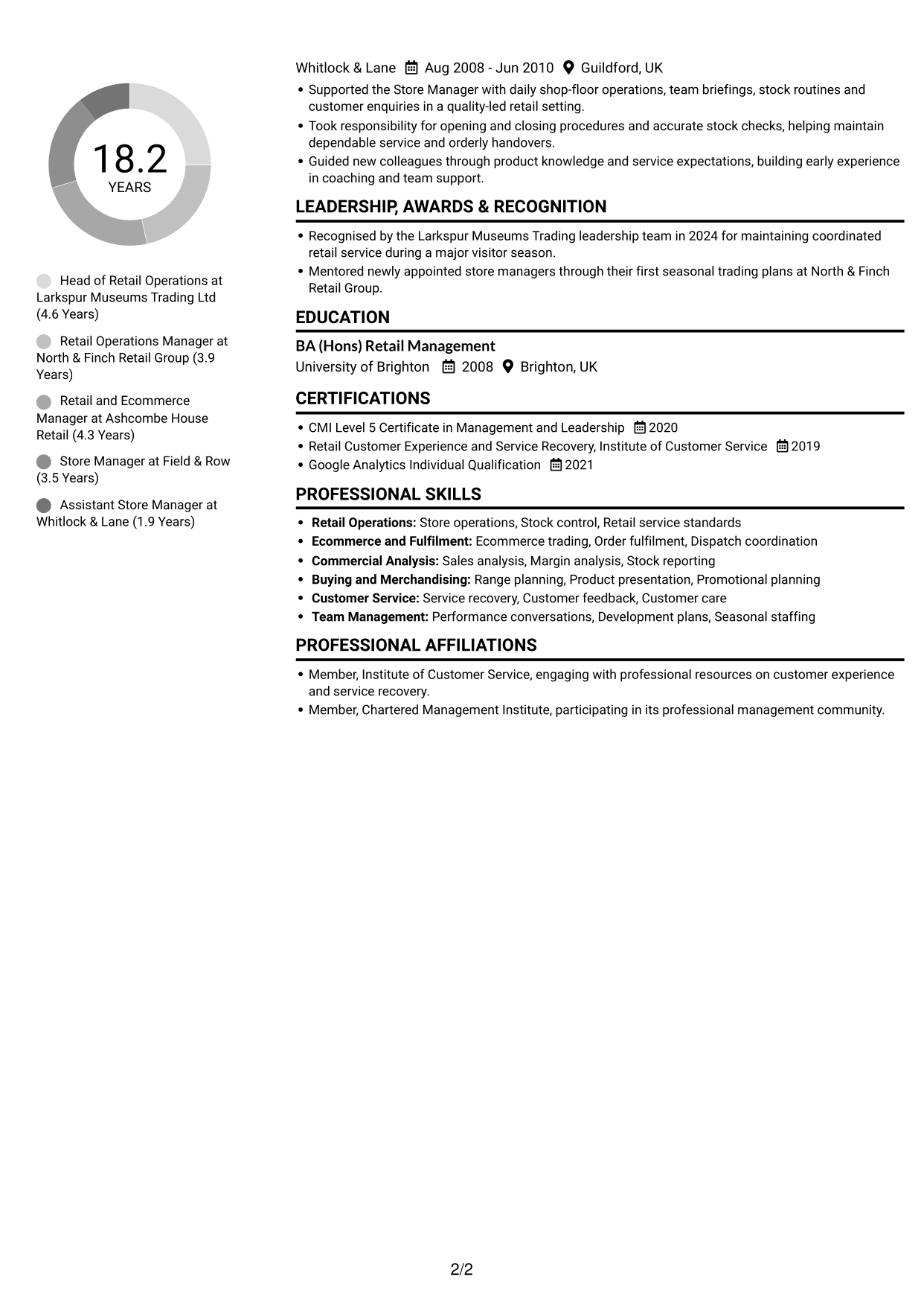 CV example — page 2