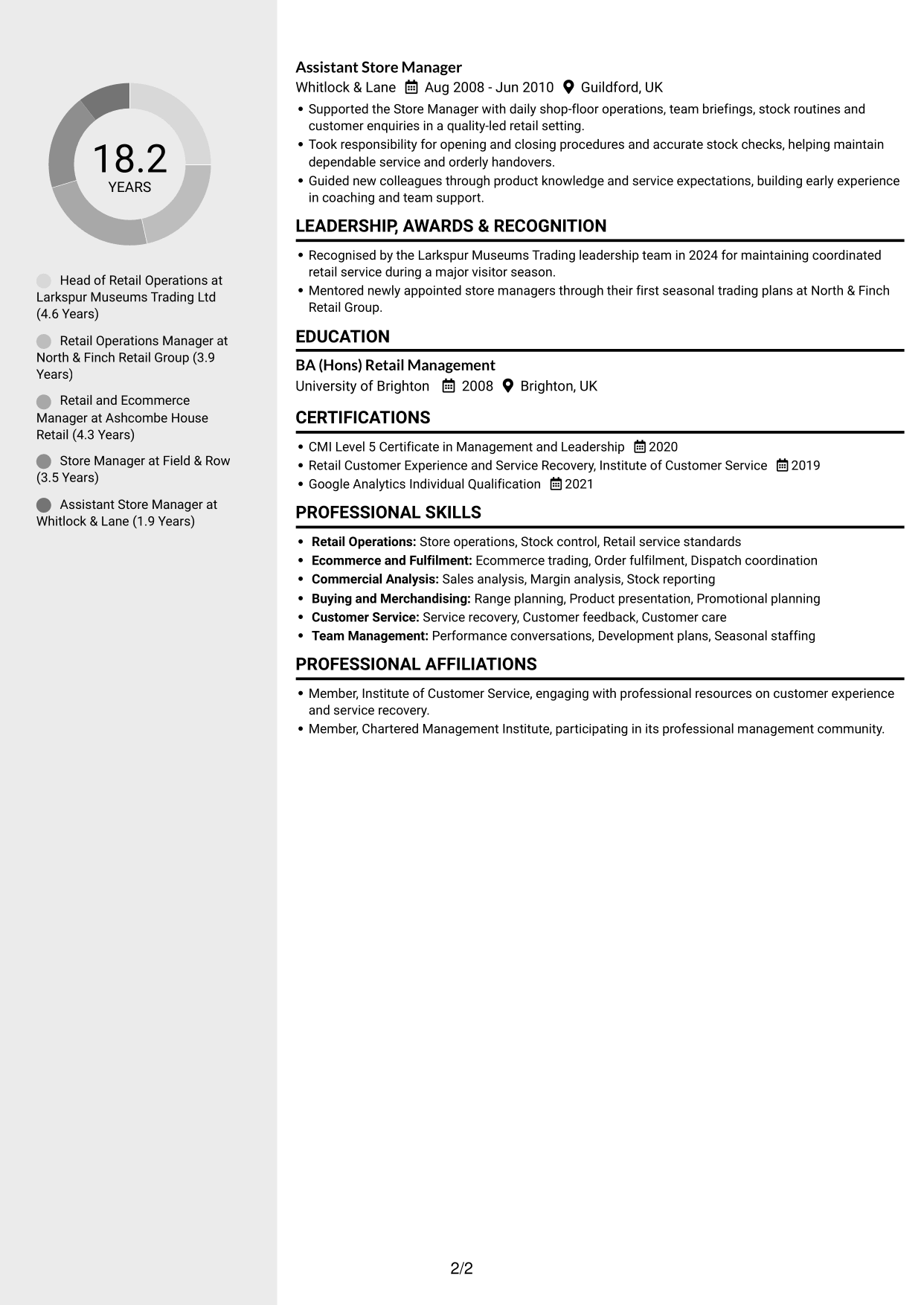 CV example — page 2