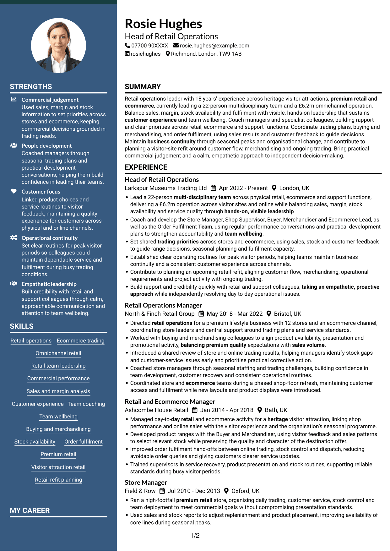 CV example — page 1