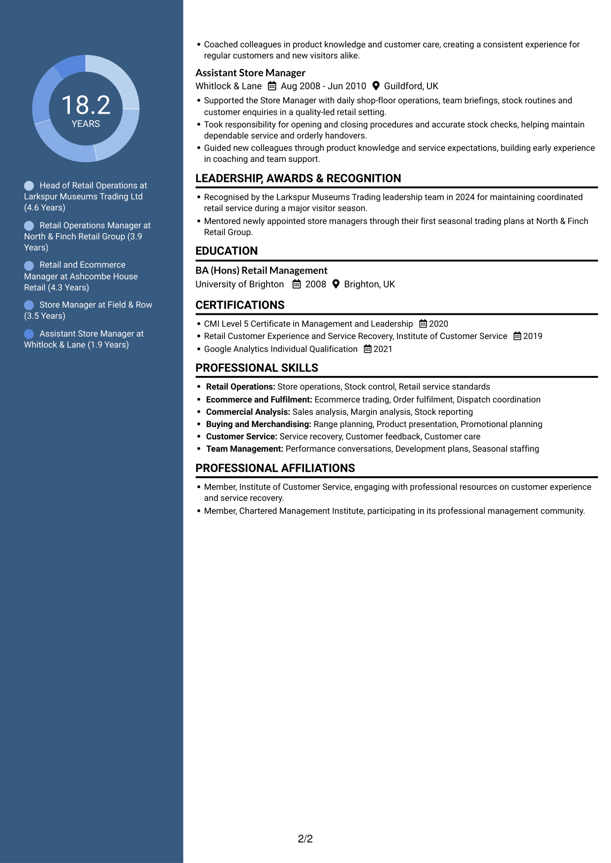 CV example — page 2