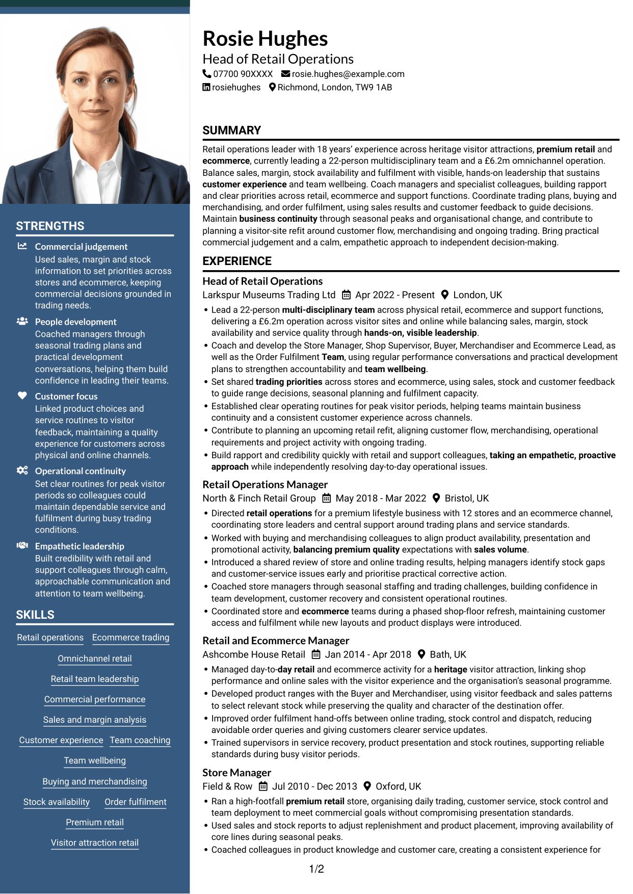 CV example — page 1