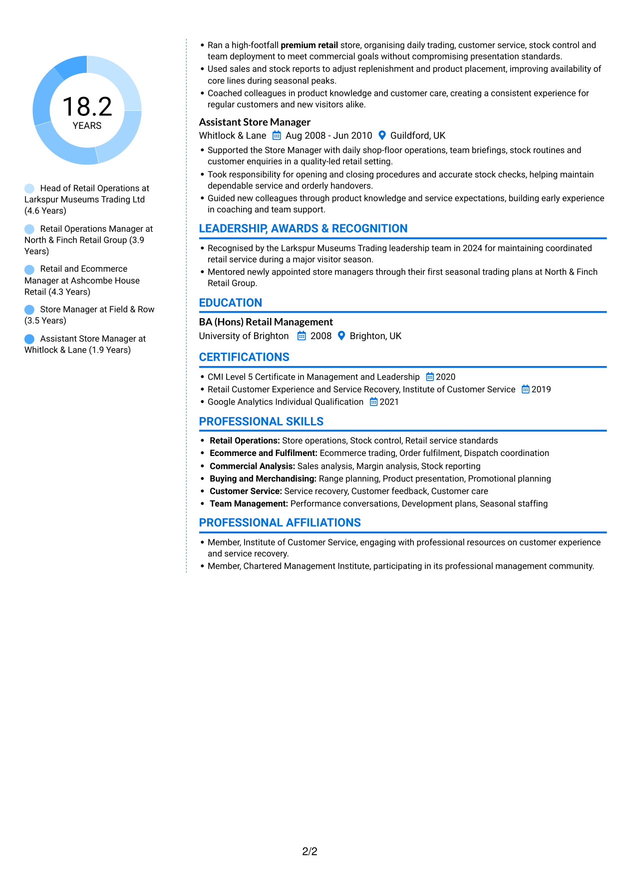 CV example — page 2