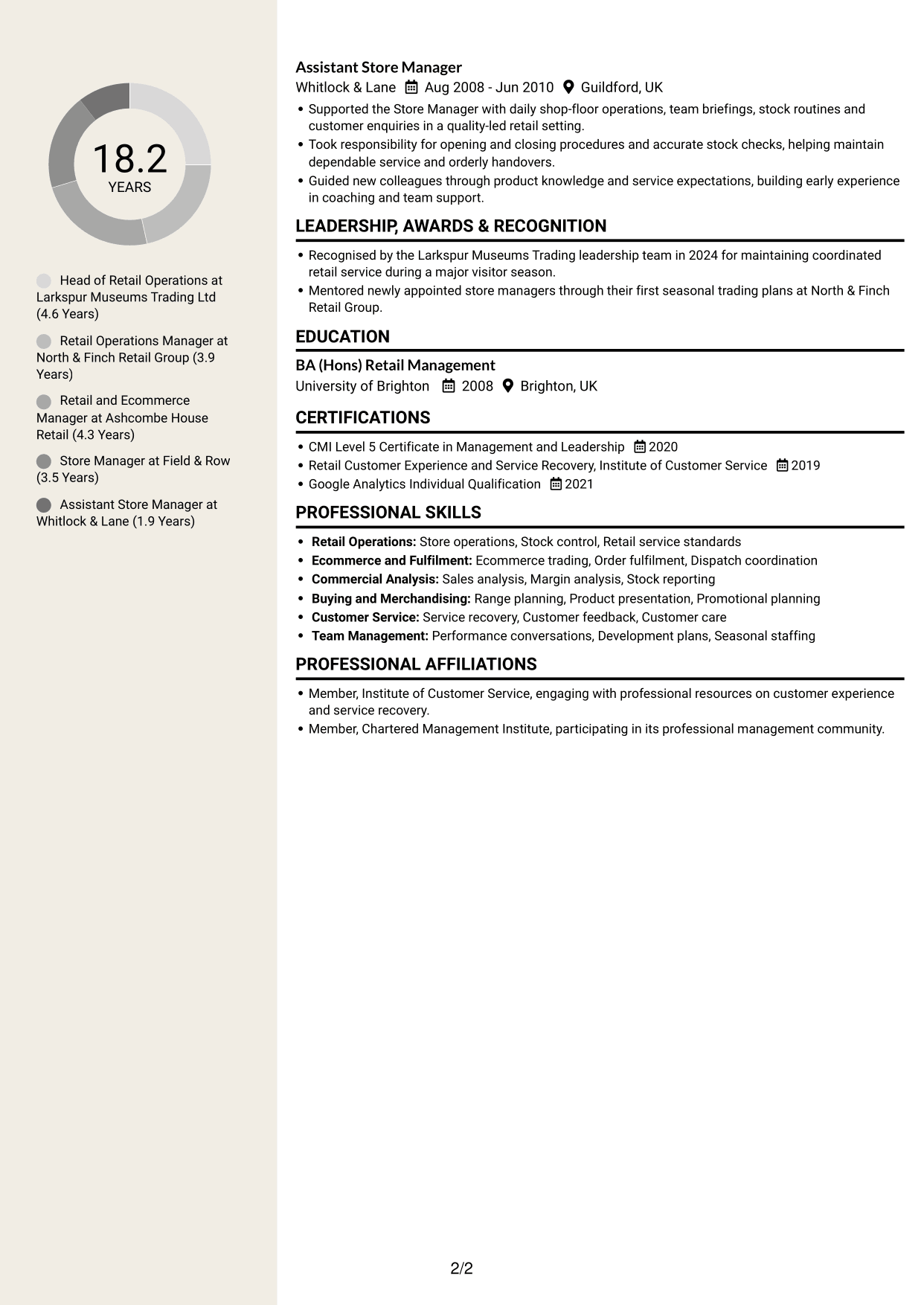 CV example — page 2
