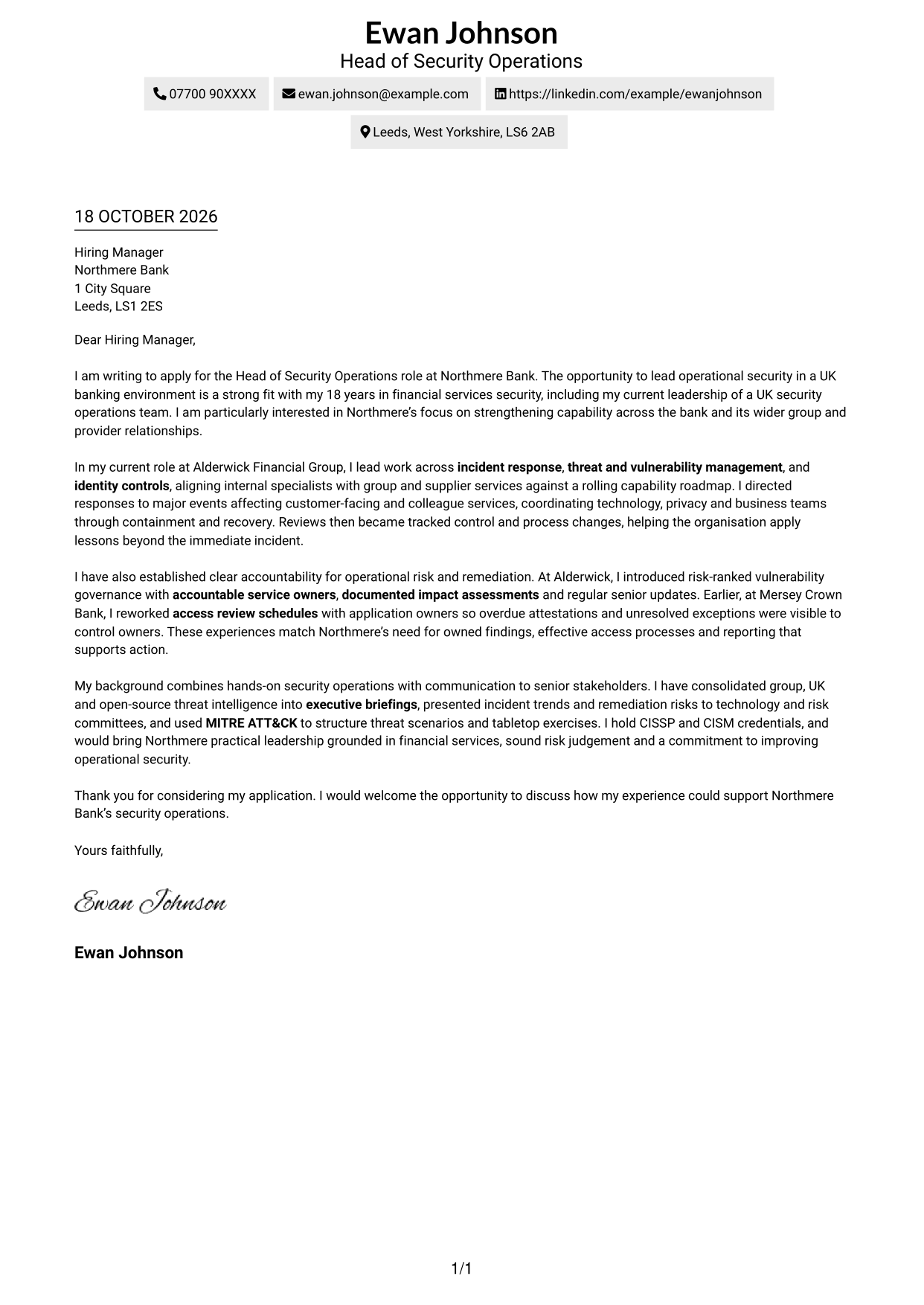 Cover letter example — page 1