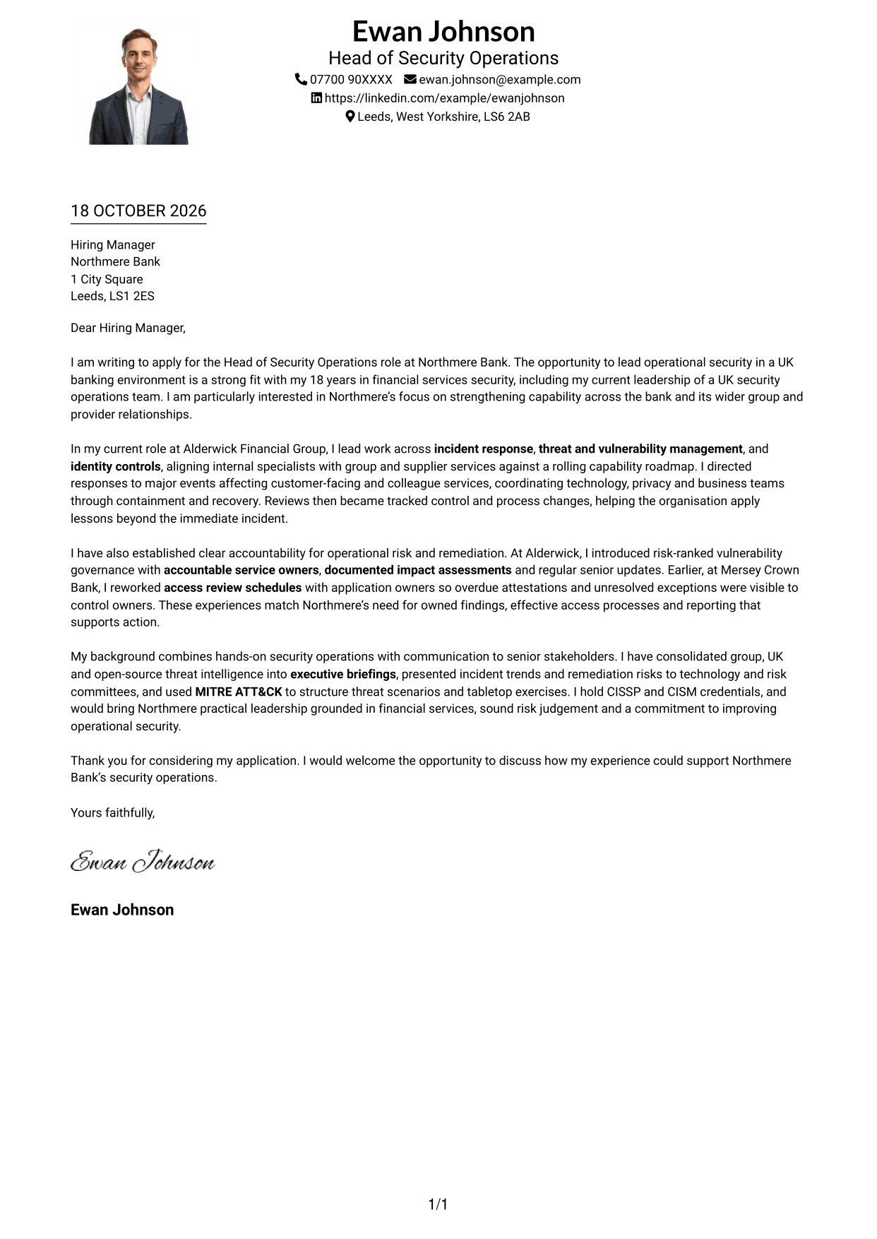 Cover letter example — page 1