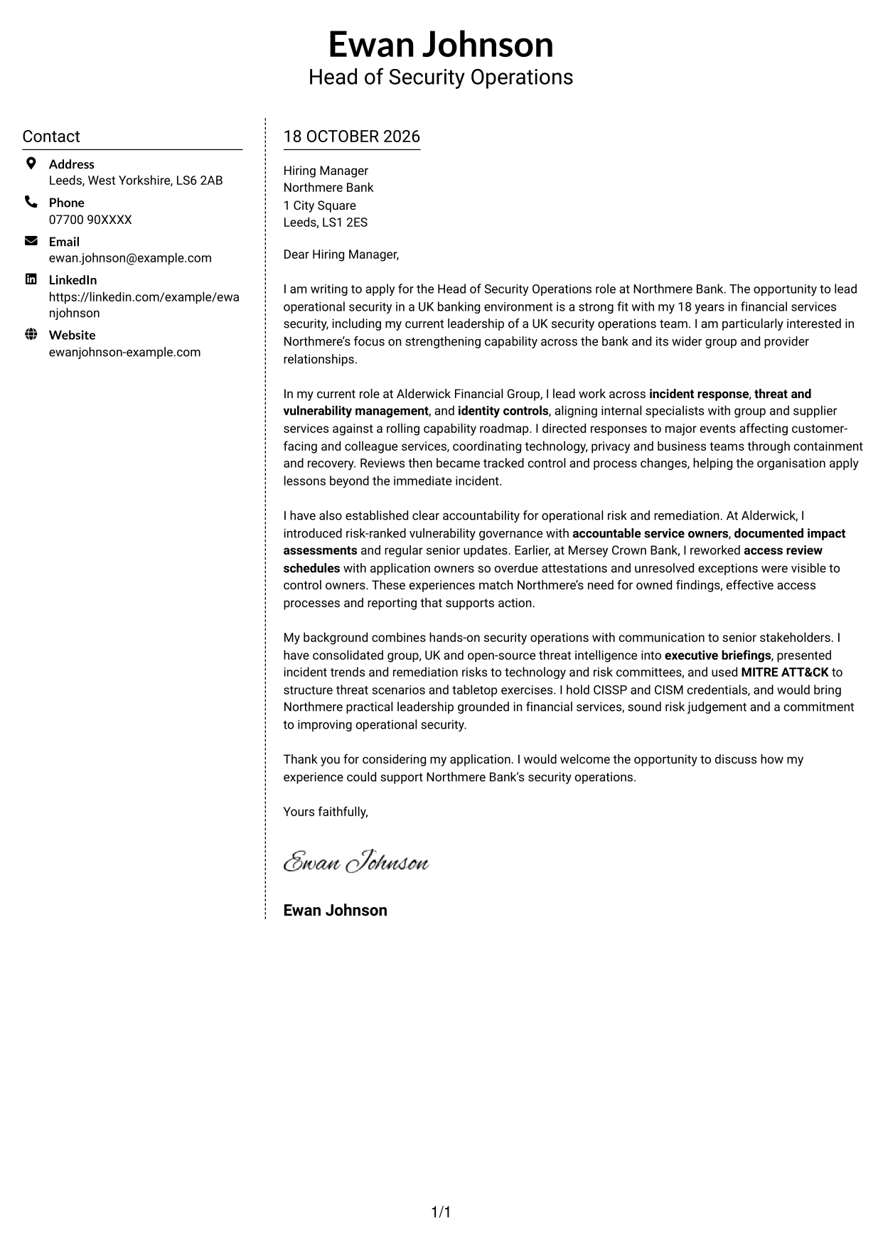 Cover letter example — page 1