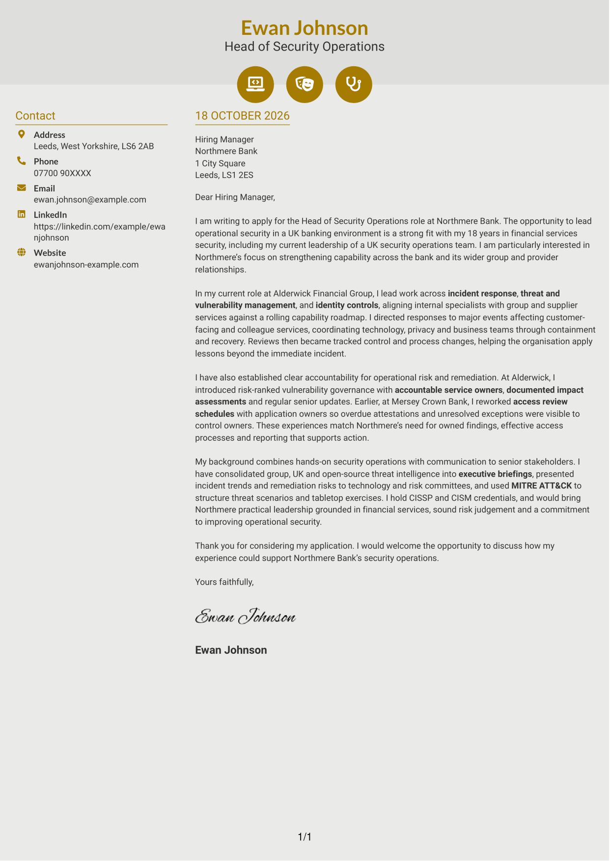 Cover letter example — page 1