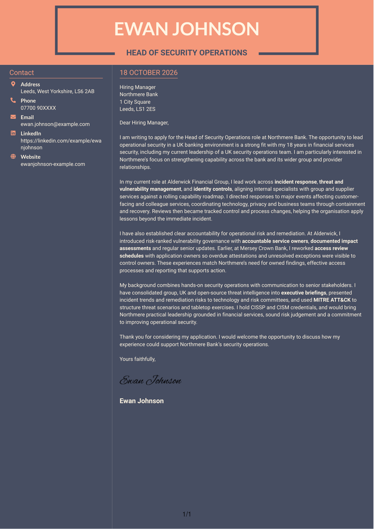 Cover letter example — page 1