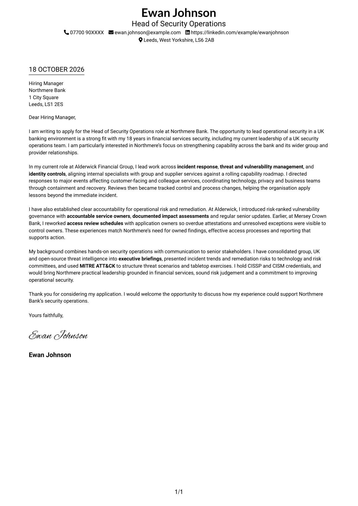 Cover letter example — page 1