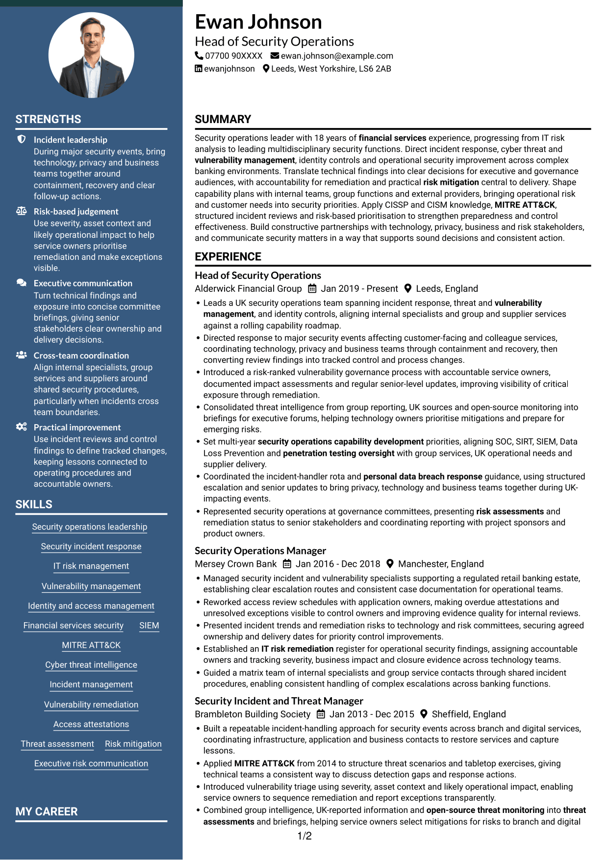 CV example — page 1