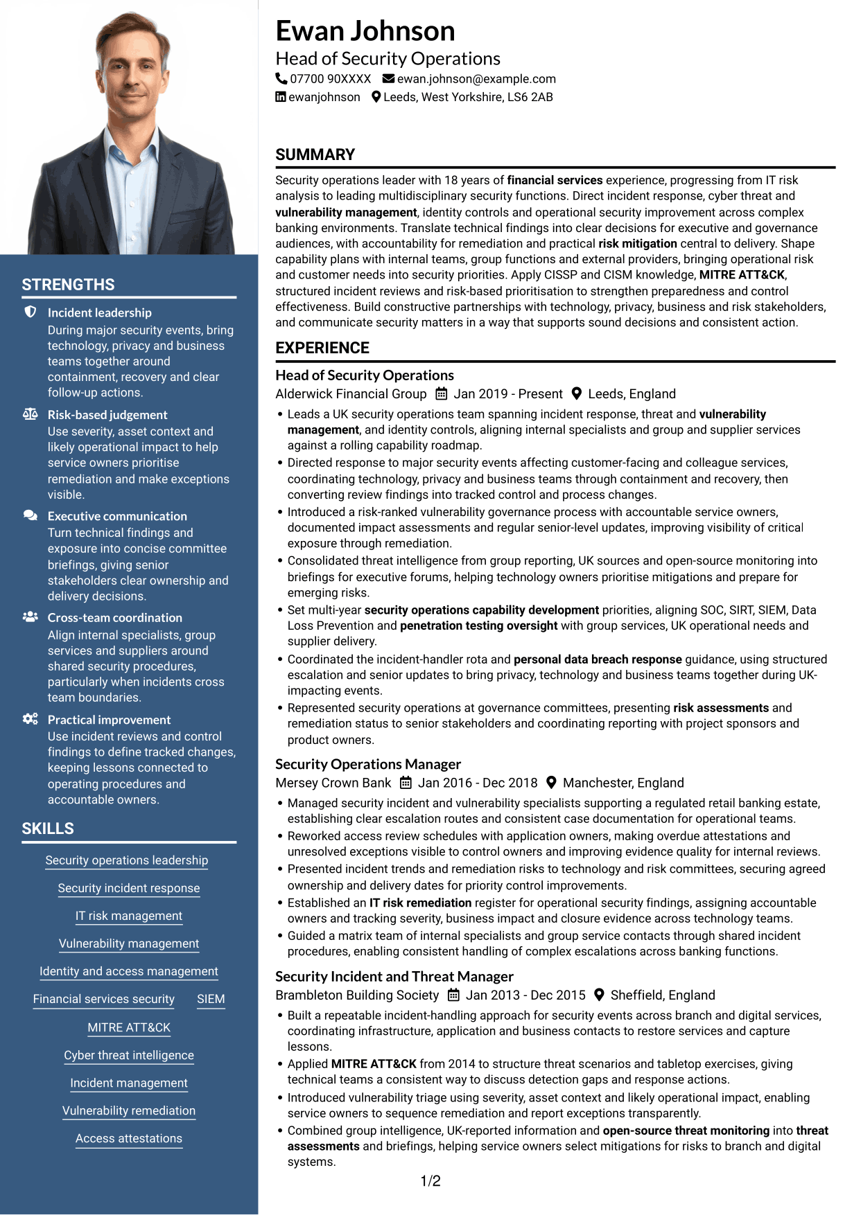 CV example — page 1