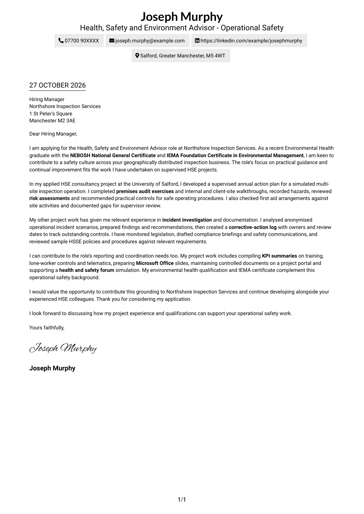 Cover letter example — page 1