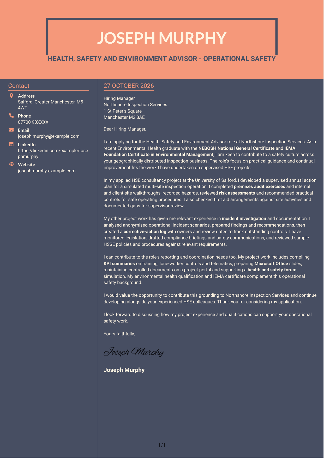 Cover letter example — page 1