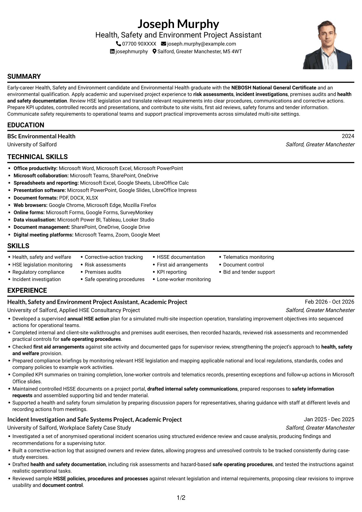 CV example — page 1