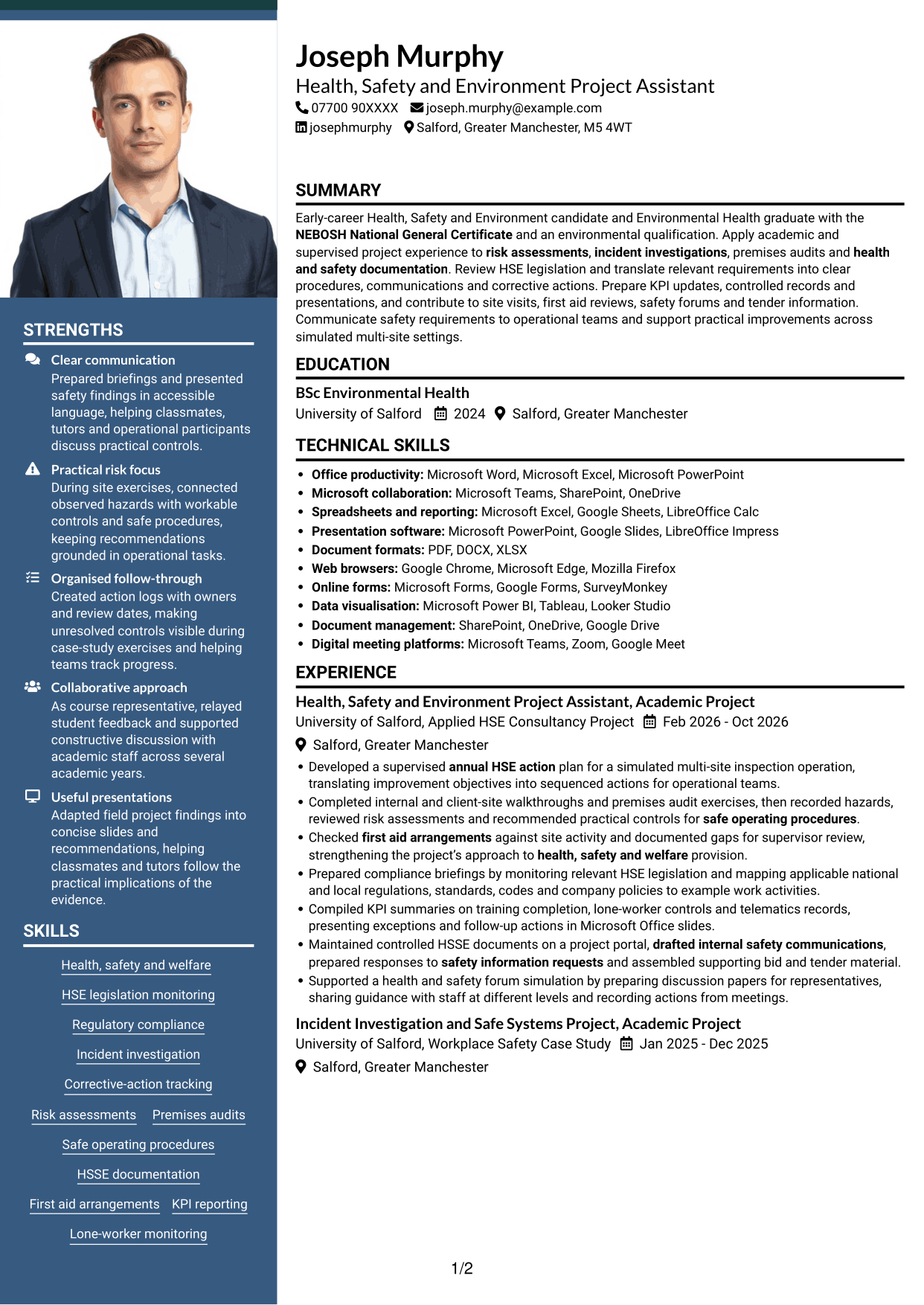 CV example — page 1