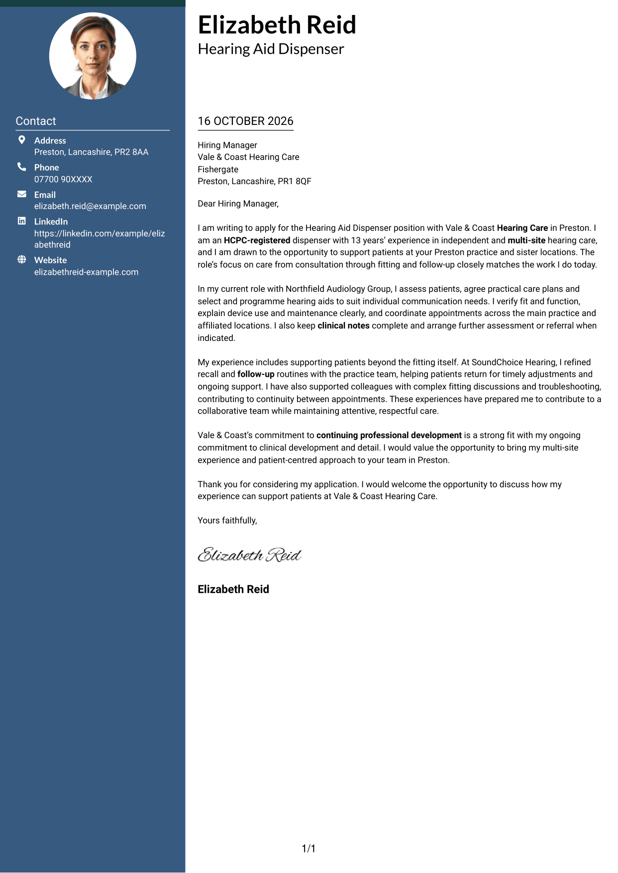 Cover letter example — page 1