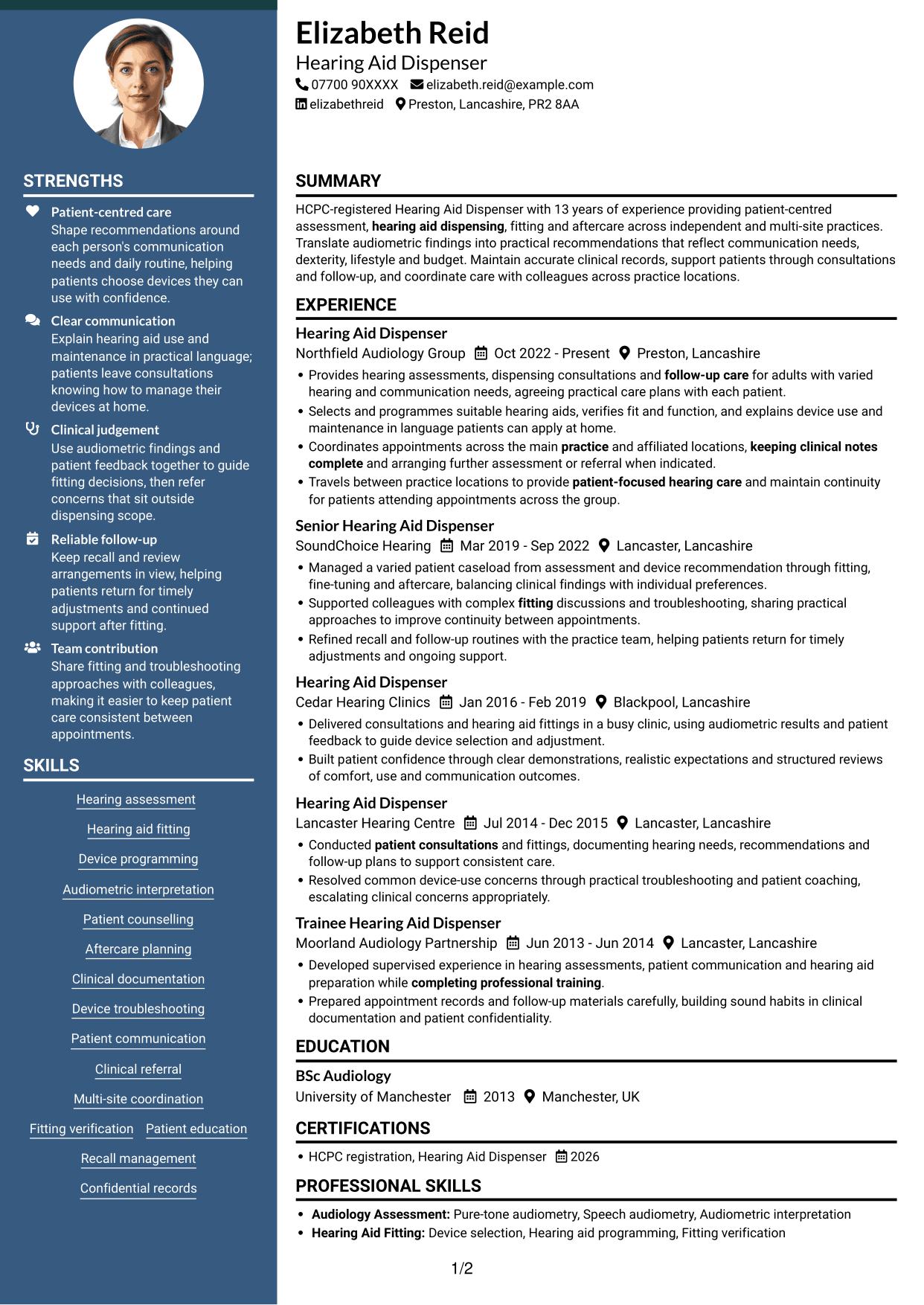 CV example — page 1
