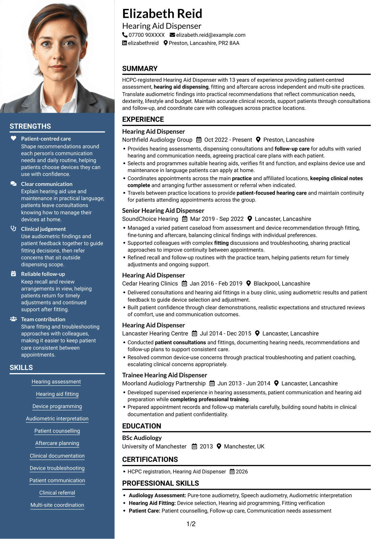 CV example — page 1