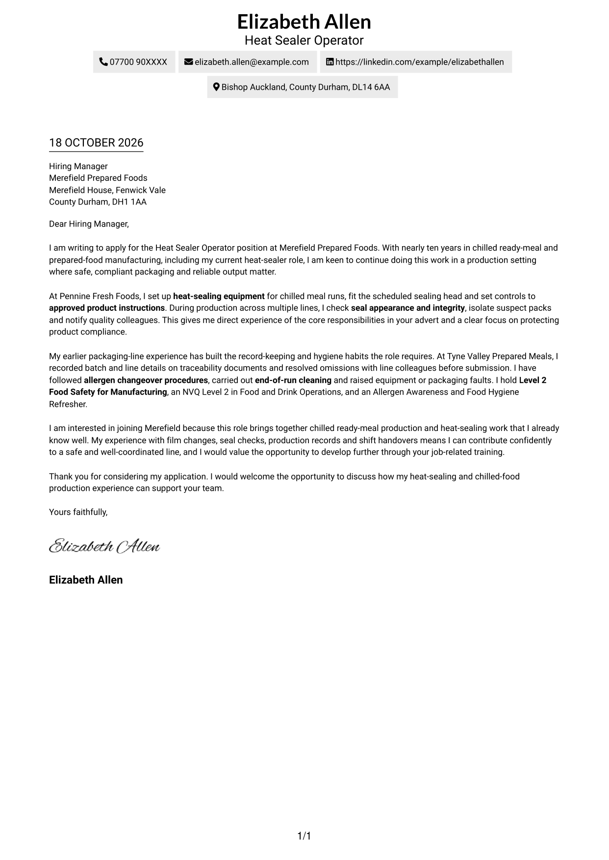 Cover letter example — page 1