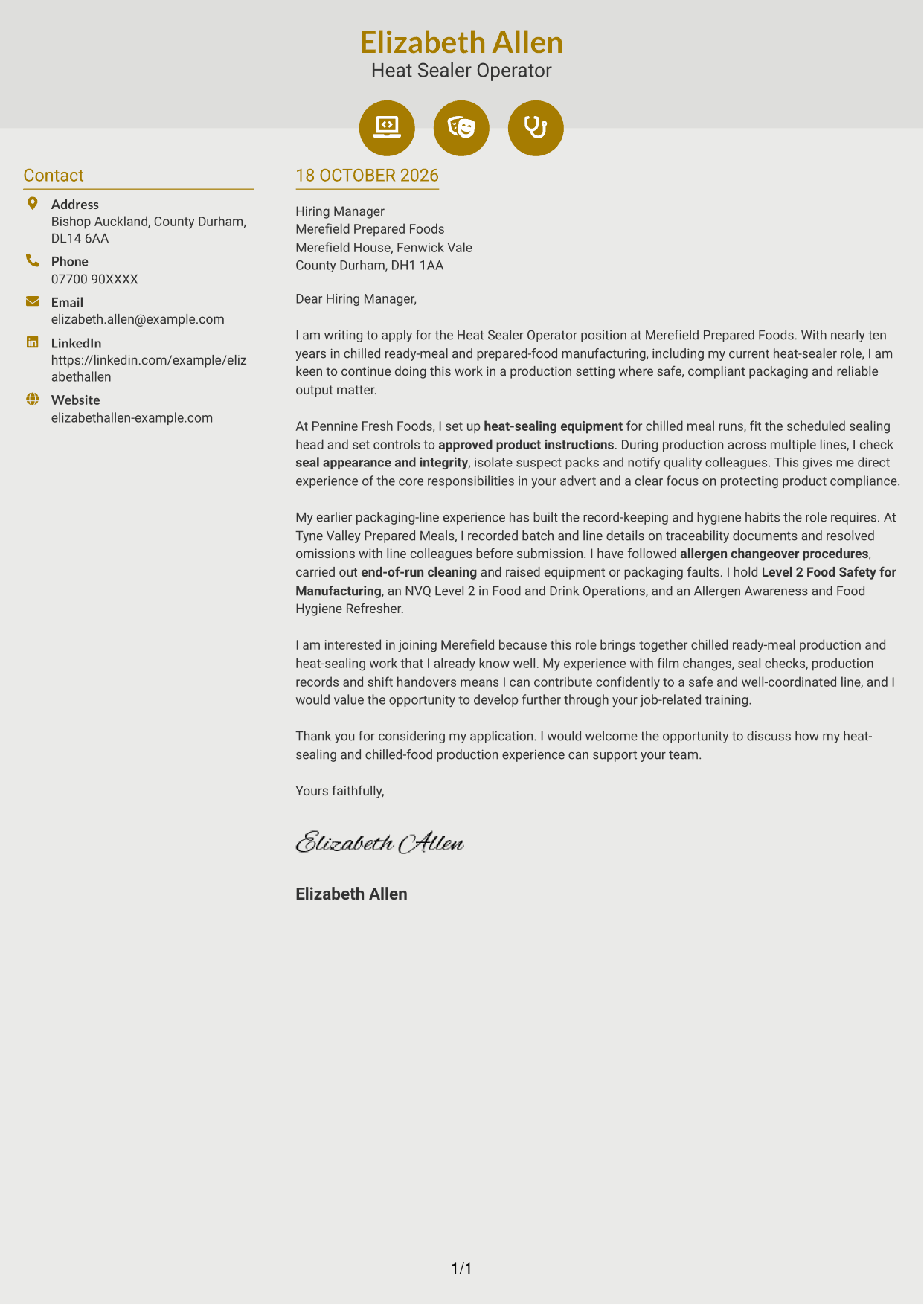 Cover letter example — page 1