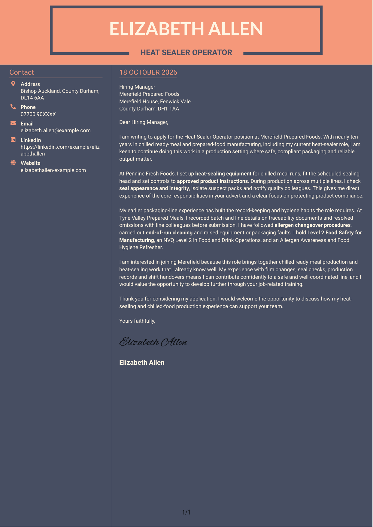 Cover letter example — page 1