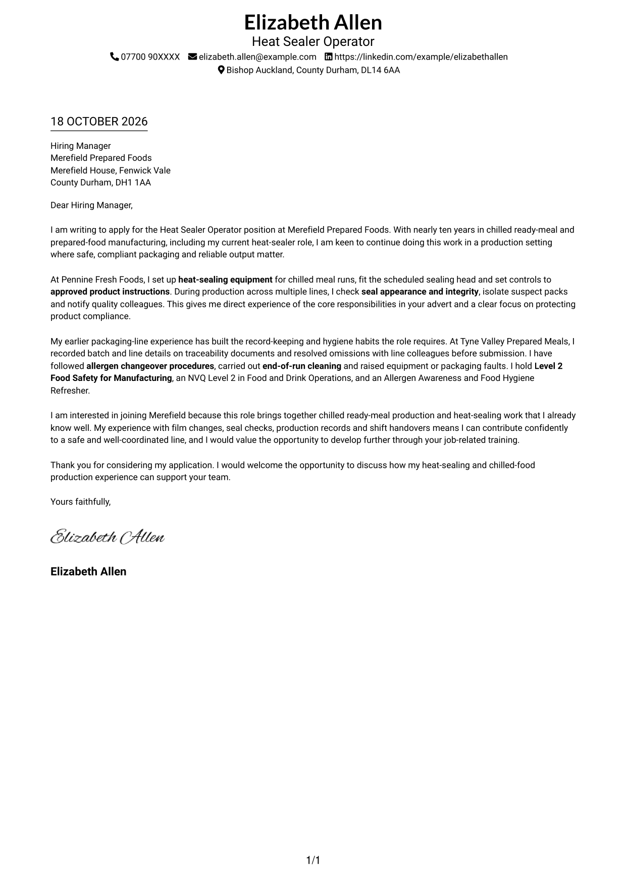 Cover letter example — page 1