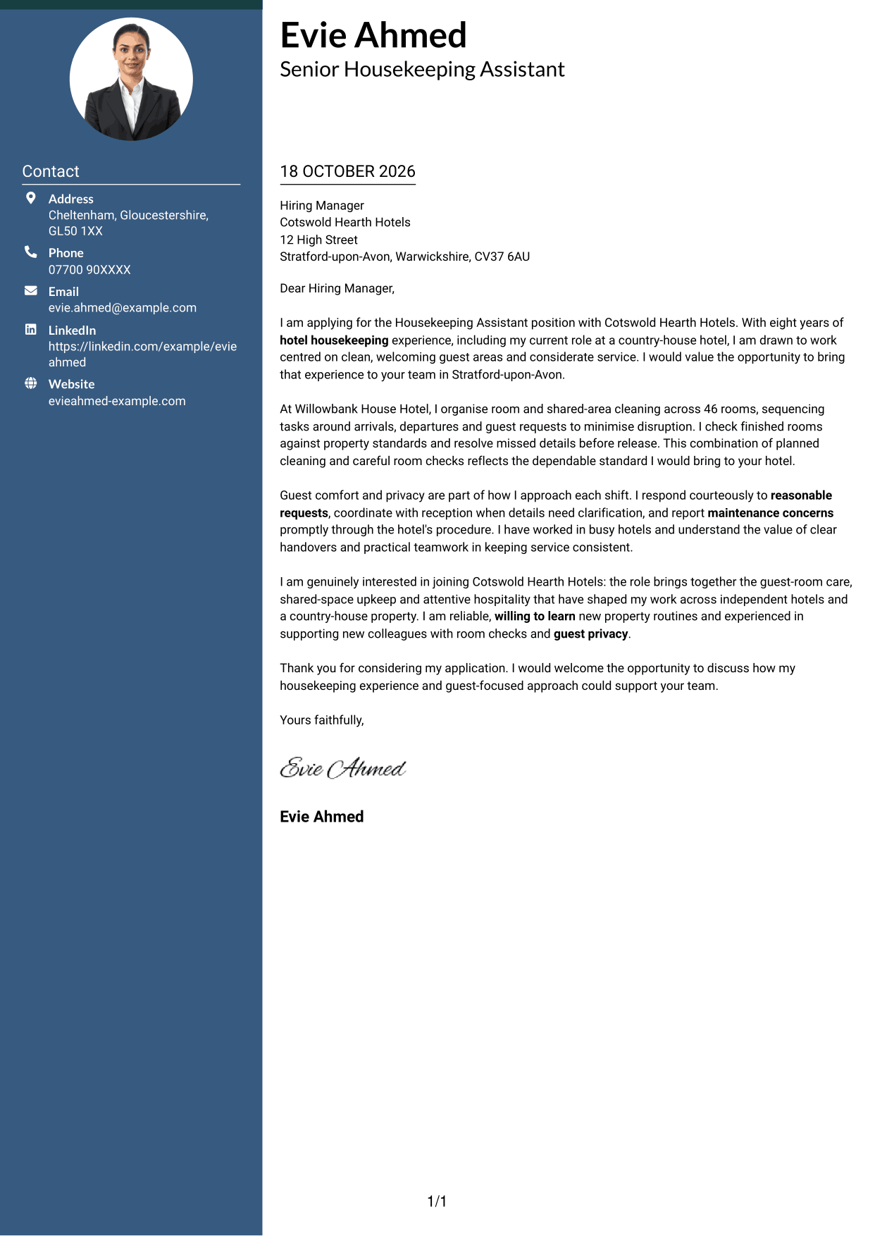 Cover letter example — page 1