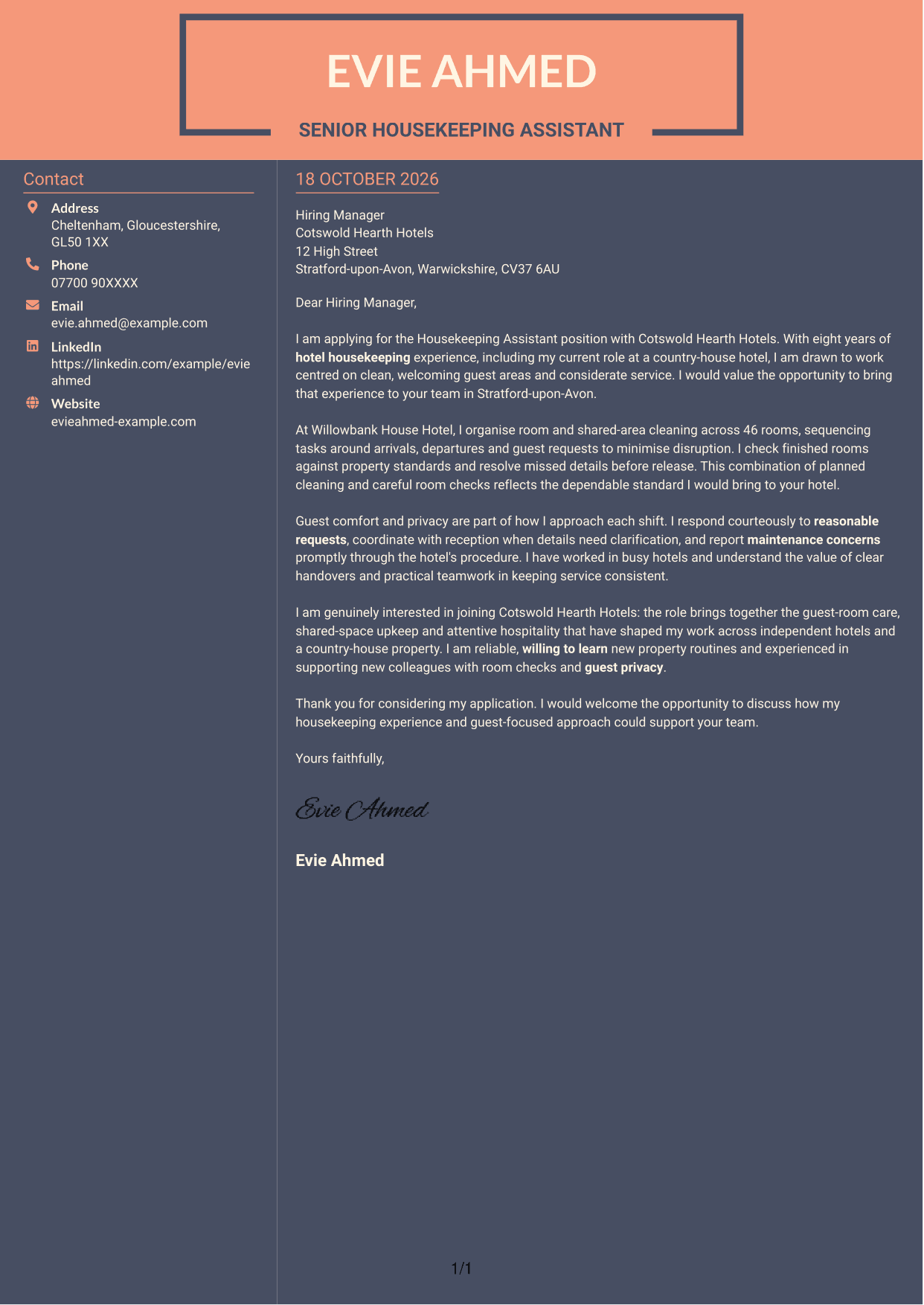 Cover letter example — page 1