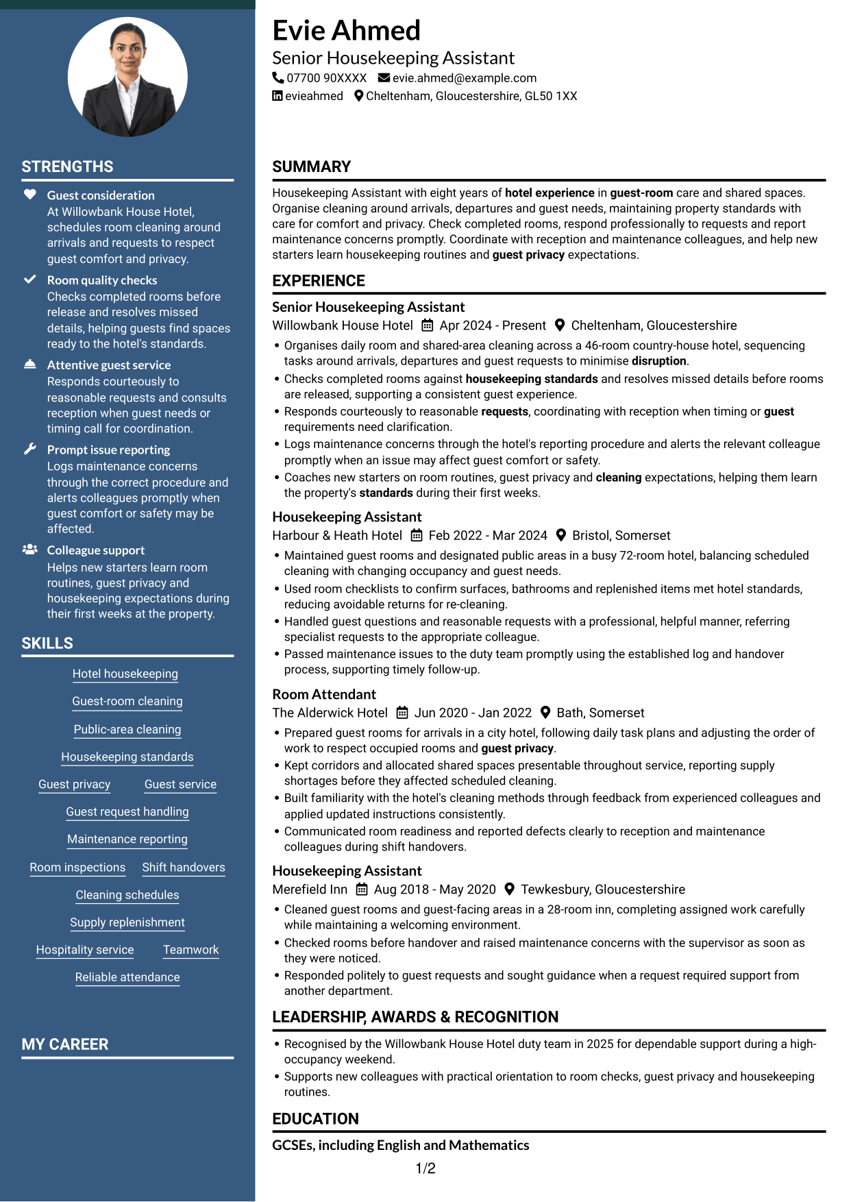CV example — page 1
