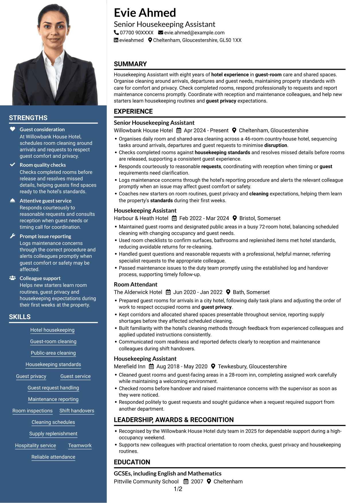 CV example — page 1