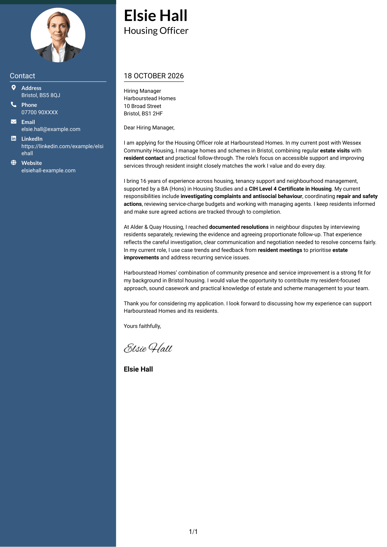 Cover letter example — page 1