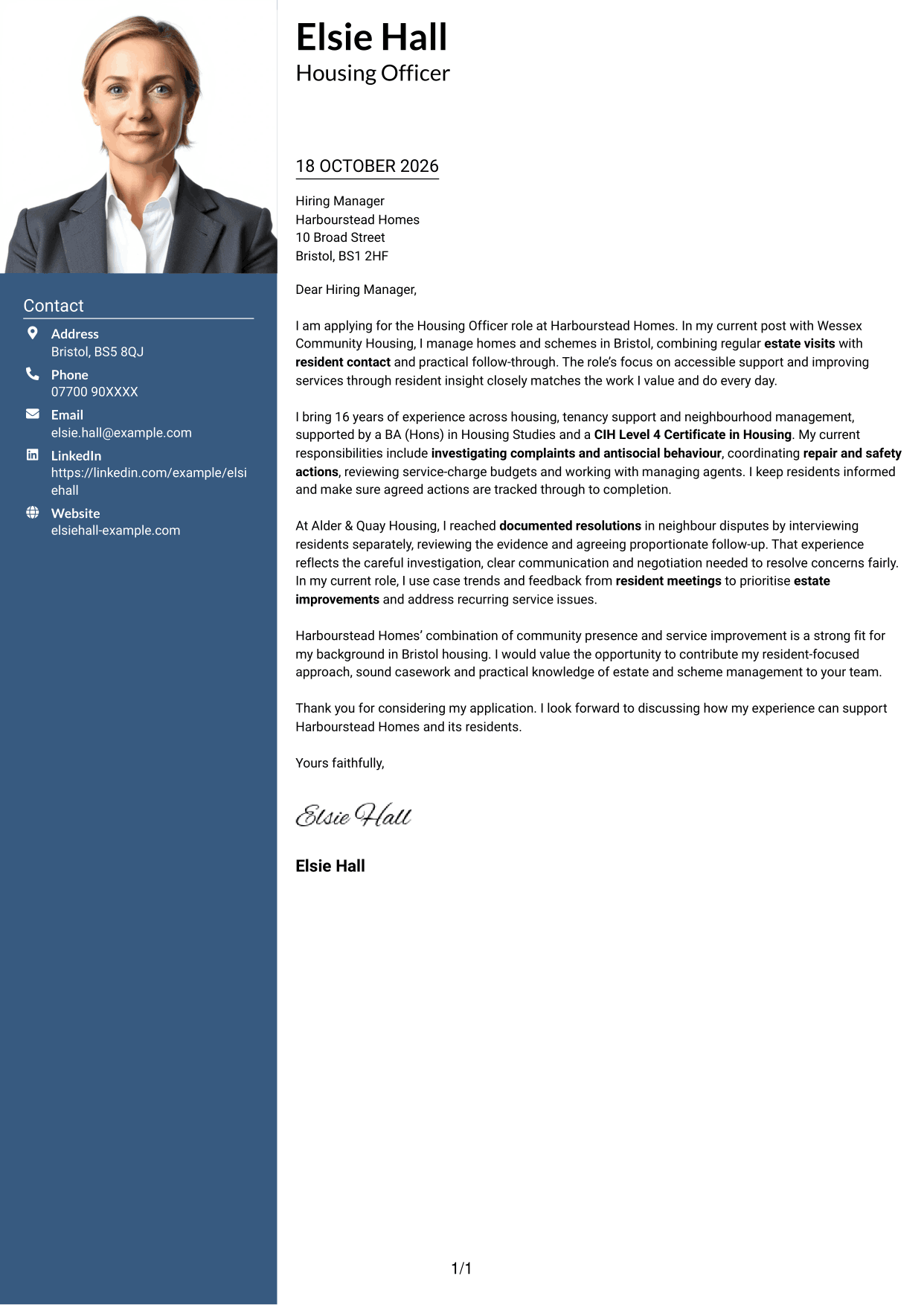 Cover letter example — page 1