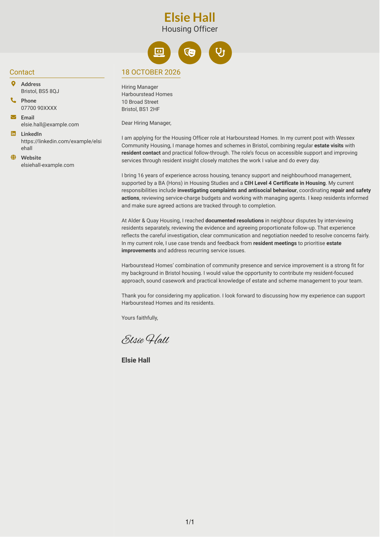 Cover letter example — page 1
