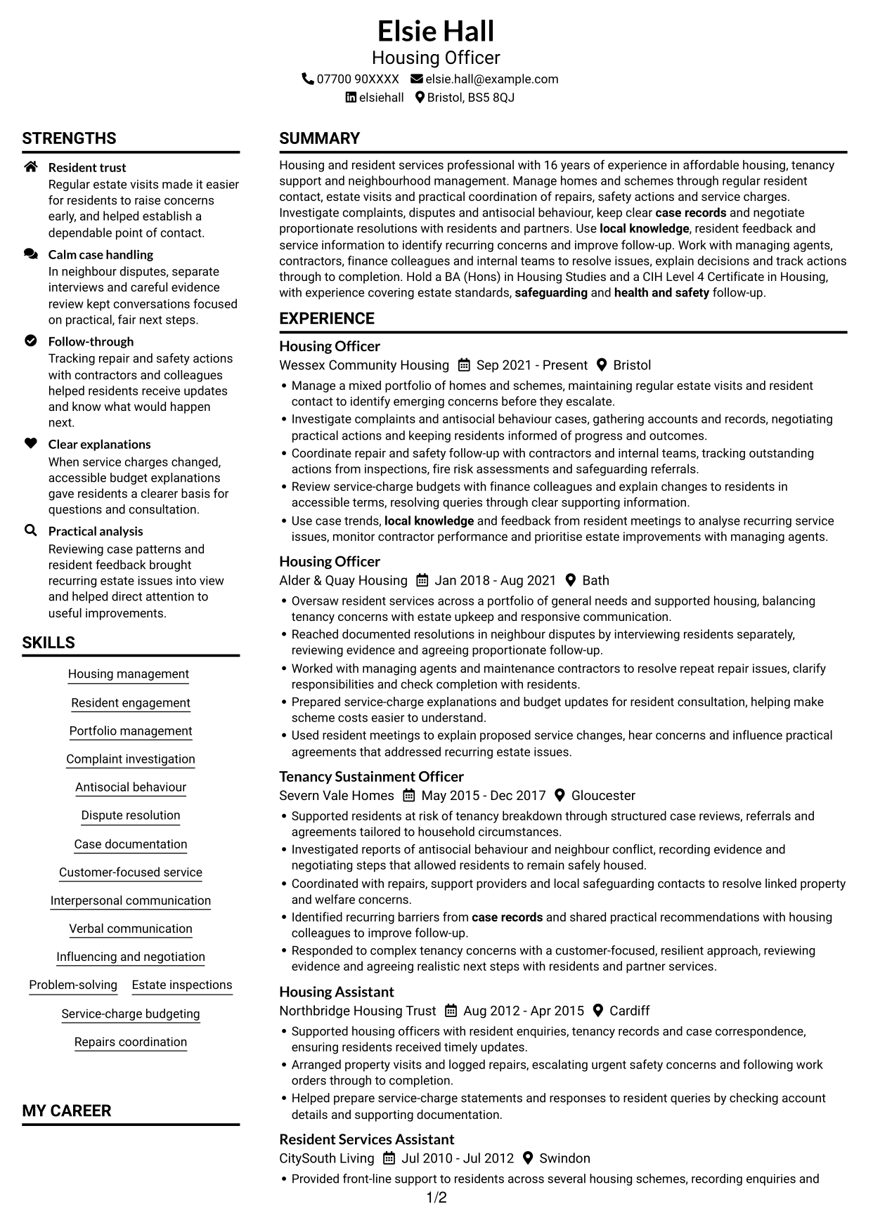 CV example — page 1