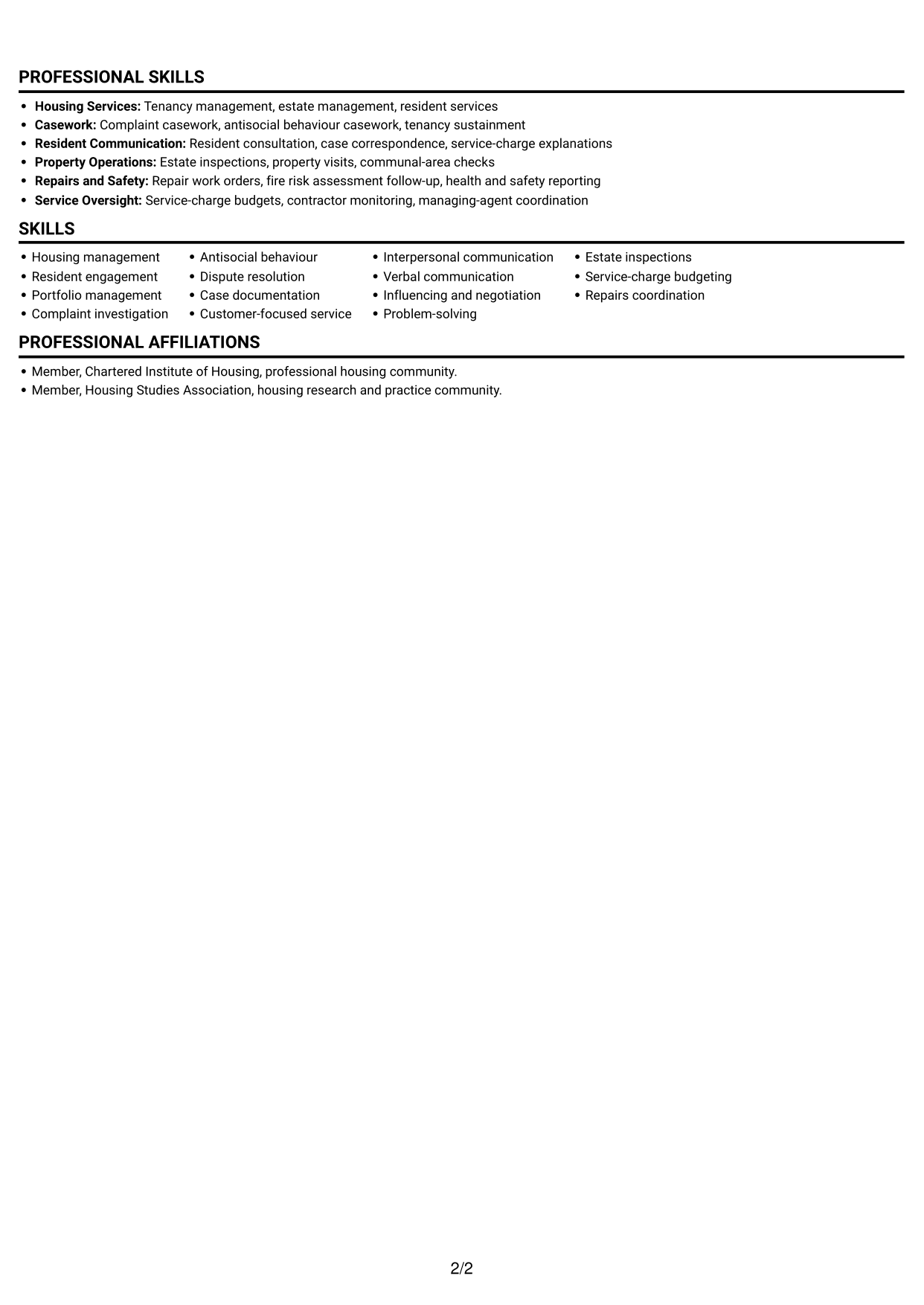 CV example — page 2