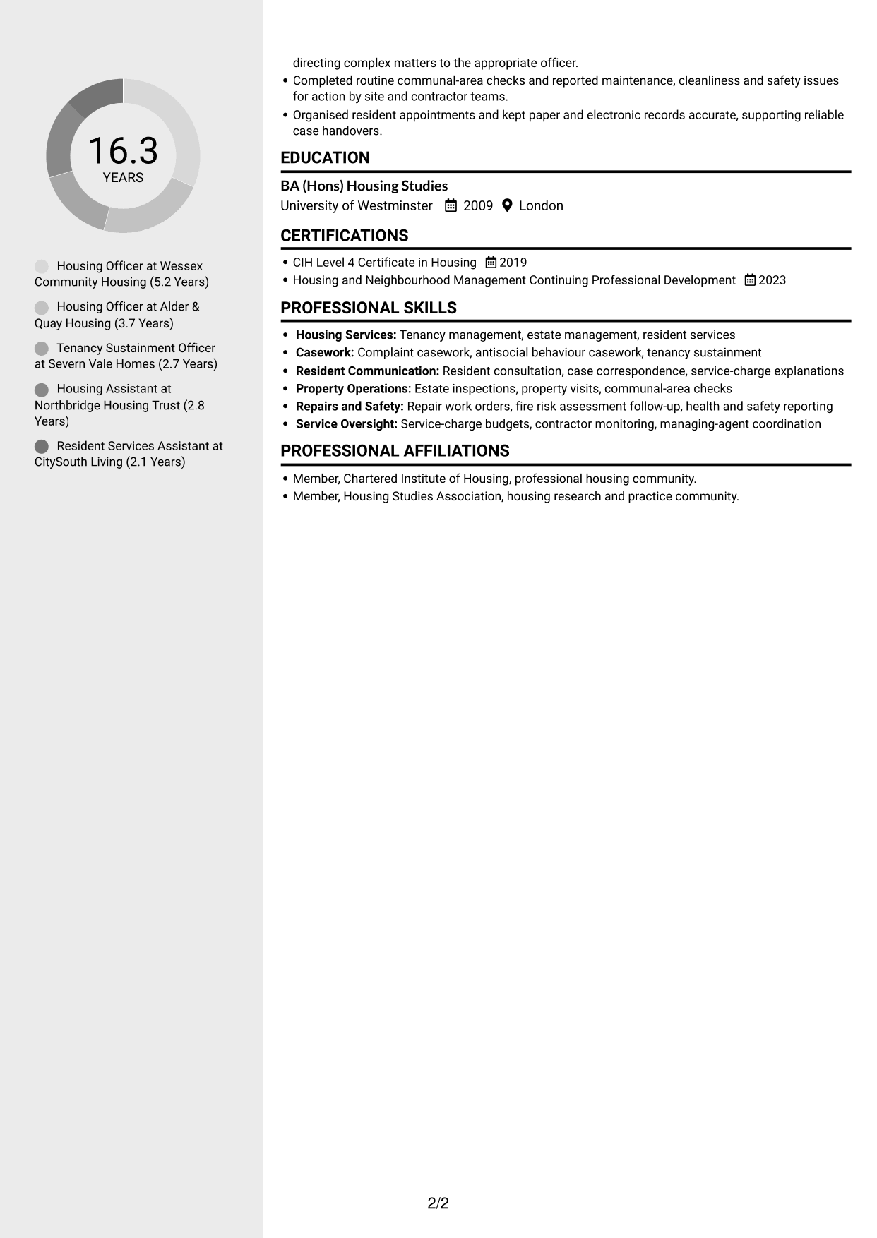 CV example — page 2