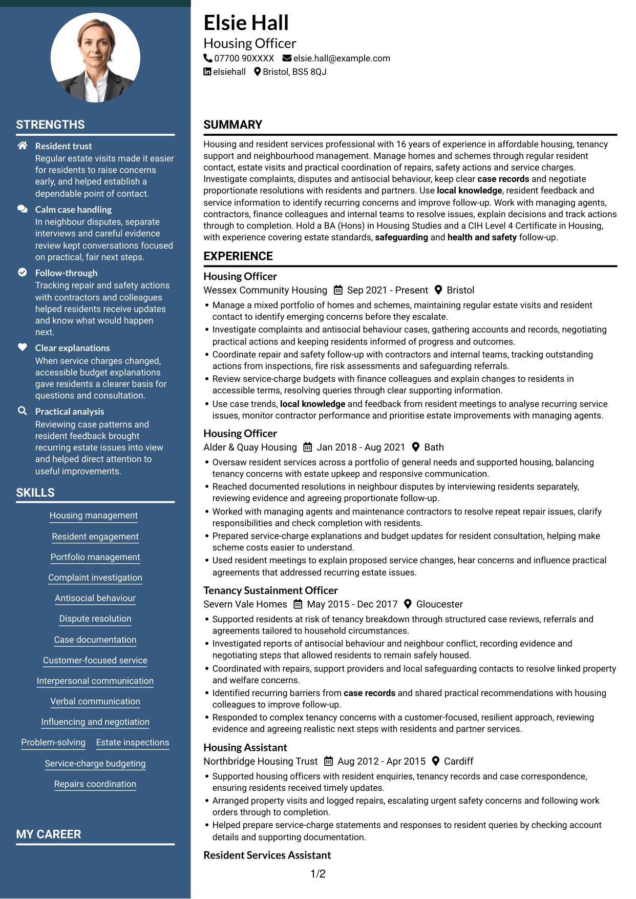 CV example — page 1