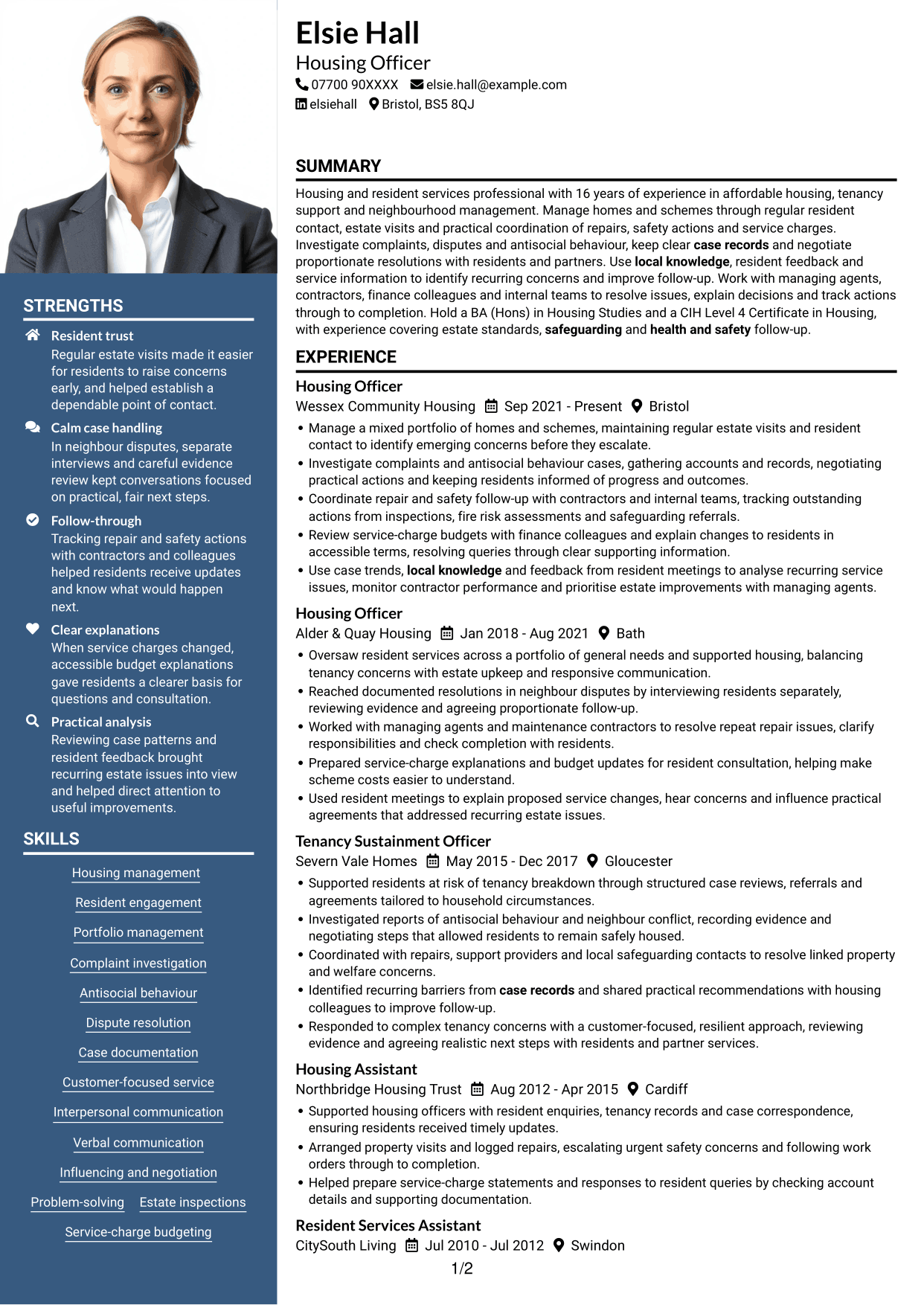 CV example — page 1